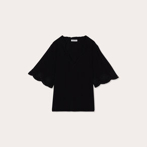 blouse manches courtes brodee noir femme Blouse manches courtes brodée noir femme