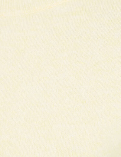 Pull col rond jaune clair femme
