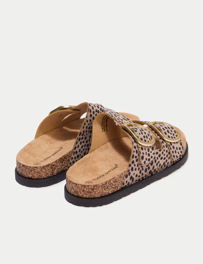 Mules &agrave; sangle aspect daim noir femme