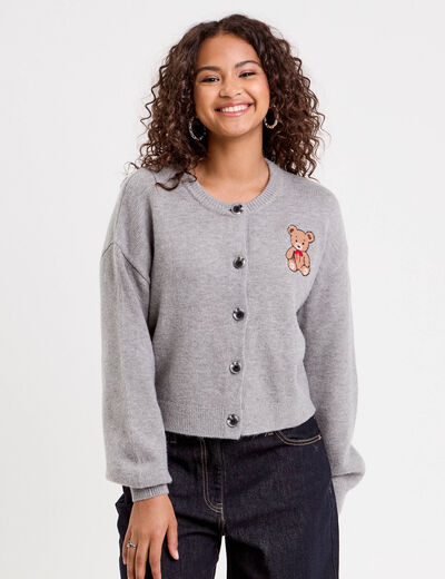 Gilet manches longues gris foncé femme
