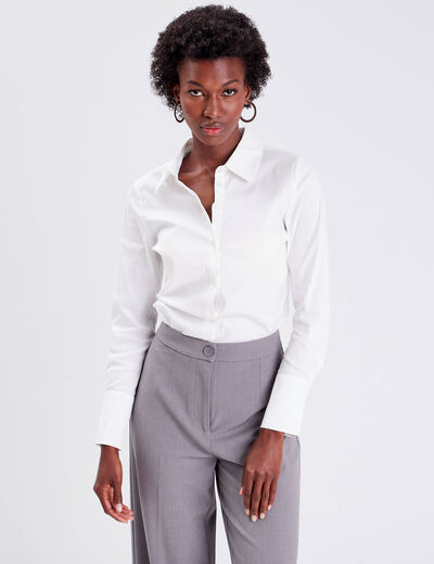 Chemise manches longues ecru femme