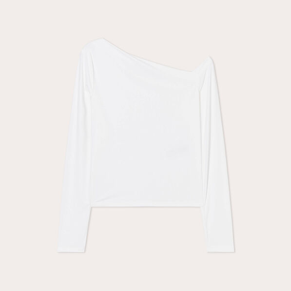 T-shirt col bateau asymétrique ecru femme