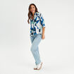 Chemise manches 3/4 bleu femme