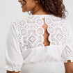 Blouse manches courtes smockée blanc femme