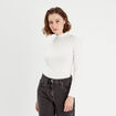 T-shirt manches longues côtelé ecru femme