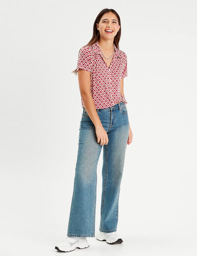 Blouse manches courtes rouge femme