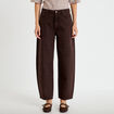 Jean barrel taille standard marron fonc&eacute; femme