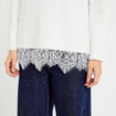 Pull manches longues avec dentelle ecru femme