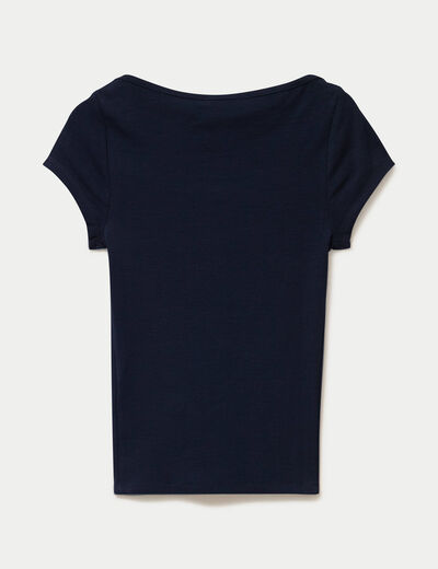 T-shirt ajust&eacute; manches courtes bleu marine femme