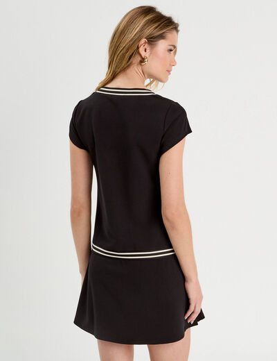 Robe évasée avec bandes noir femme
