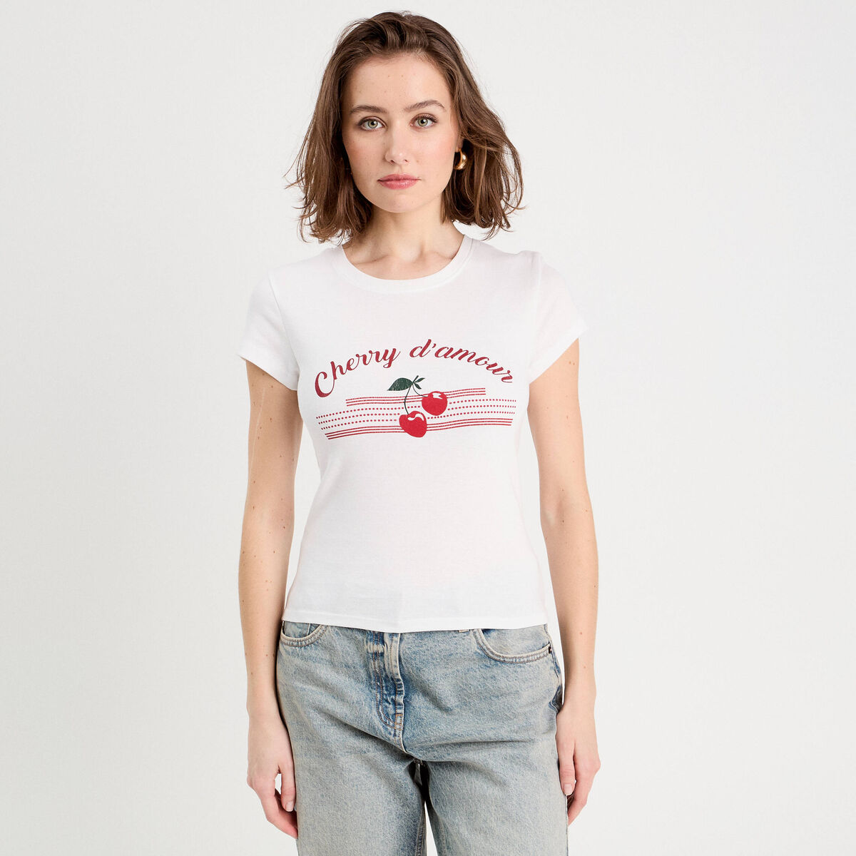 T-shirt manches courtes blanc femme