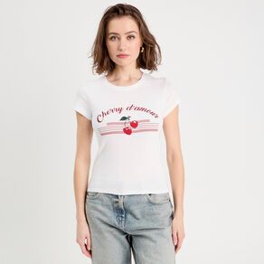 T-shirt manches courtes blanc femme