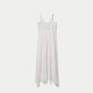 Robe longue &eacute;vas&eacute;e &agrave; fines bretelles ecru femme