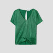 T-shirt manches courtes satiné vert femme
