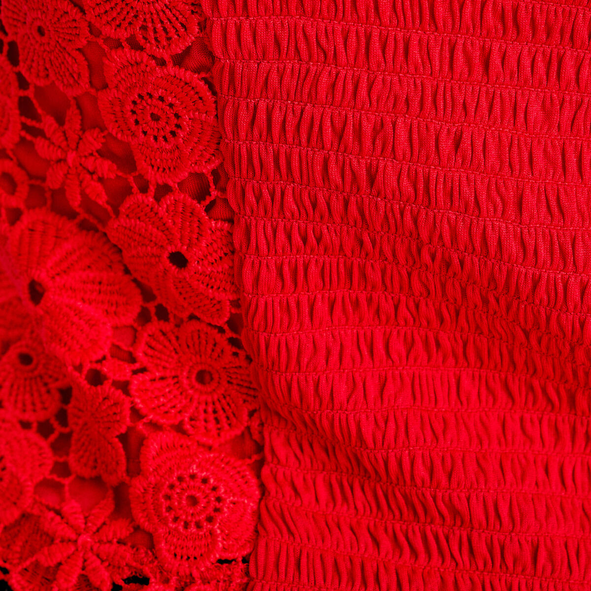 Débardeur cropped dentelle rouge femme