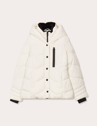Doudoune doublée à capuche ecru femme