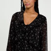 Blouse droite courte manches longues noir femme