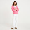Pull avec col en V rose vif femme