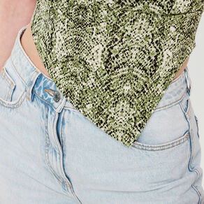 T-shirt asymétrique vert kaki femme