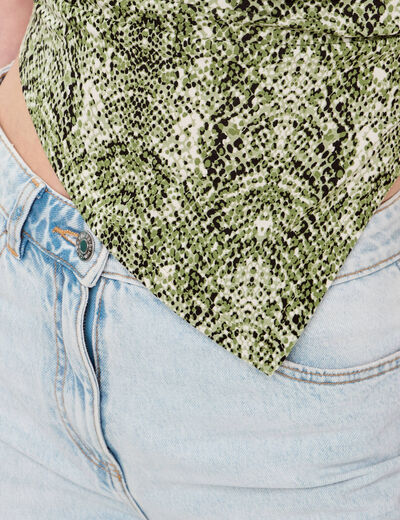 T-shirt asymétrique vert kaki femme