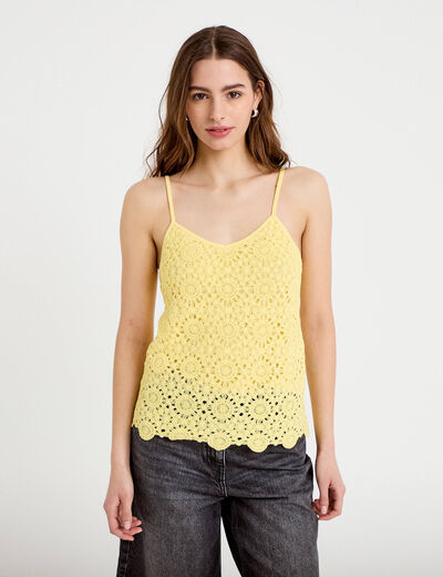 D&eacute;bardeur effet crochet jaune clair femme
