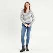 Pull manches longues col polo gris clair femme