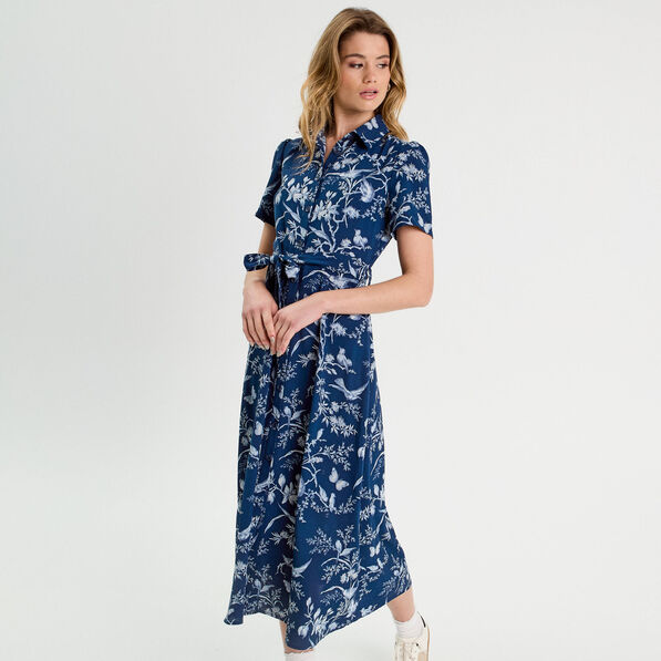 robe chemise longue ceinturee bleu marine femme Robe chemise longue ceinturée bleu marine femme