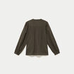 Blouse droite col rond manches longues vert kaki femme