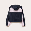 Veste cropped &agrave; capuche bas resserr&eacute; bleu marine femme
