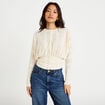 Gilet cintr&eacute; dentelle col rond ivoire femme