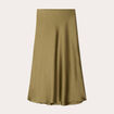 Jupe longue trapèze satin vert foncé femme