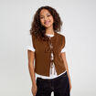 Gilet sans manches noué marron femme