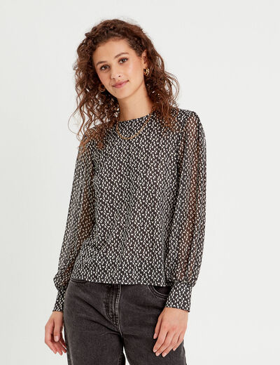 Blouse manches bouffantes noir femme