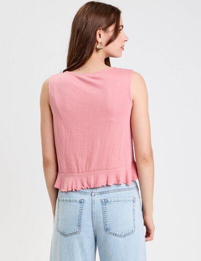 Débardeur col V sans manches vieux rose femme