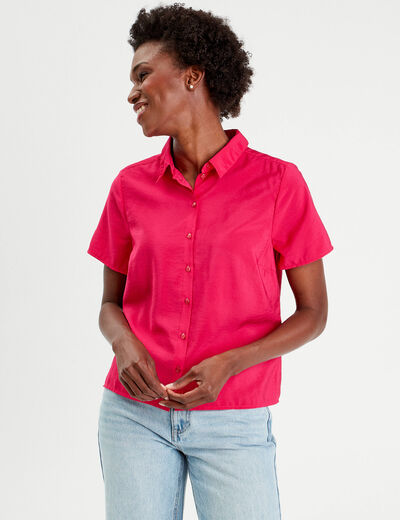 Chemise manches courtes rose fushia femme