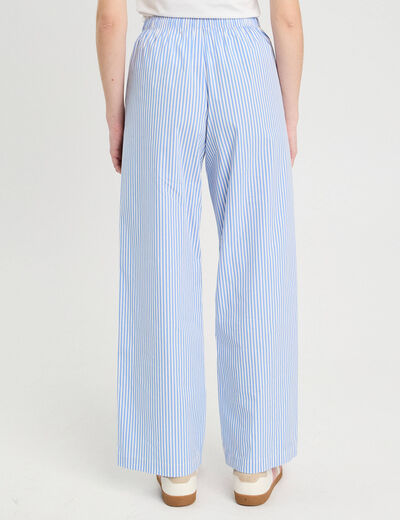 Pantalon large élastiqué bleu foncé femme