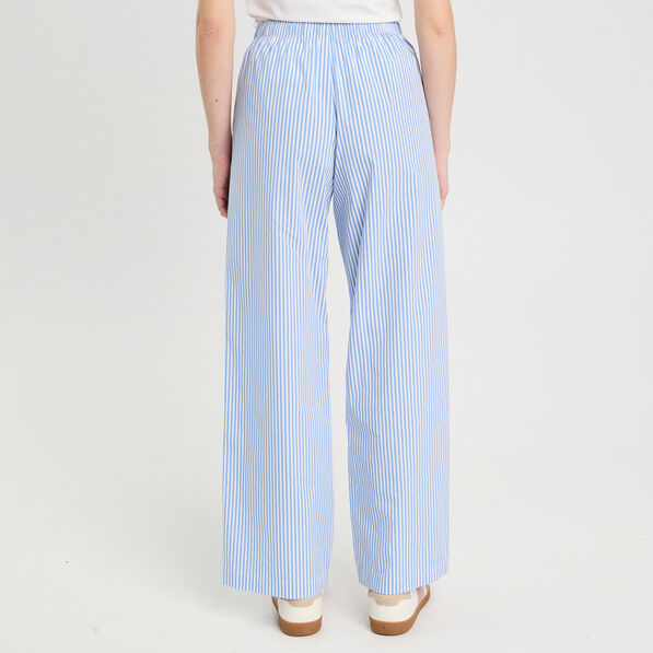 Pantalon large élastiqué bleu foncé femme