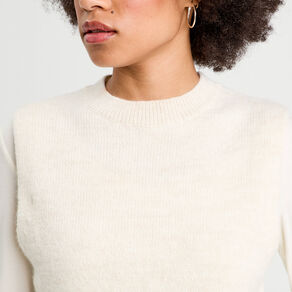 Pull sans manches ecru femme
