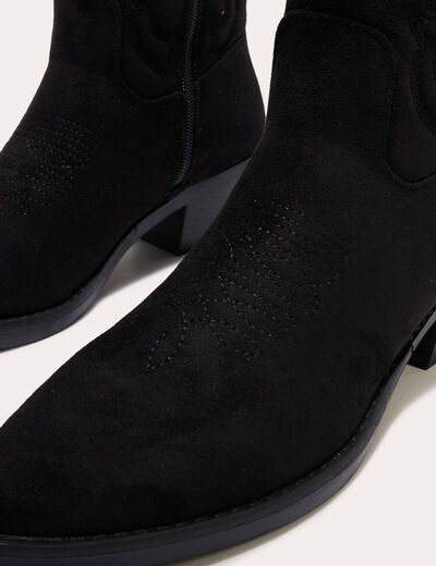 Bottines western suédine noir femme