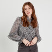 Blouse avec volants noir femme
