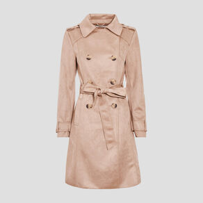 trench long en suedine boutonne femme beige femme Trench long en suédine boutonné femme beige femme