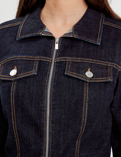 Robe droite zippée en jean denim brut femme