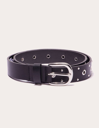 Ceinture oeillets et clous noir femme