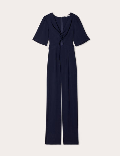 Combinaison pantalon nouée bleu marine femme