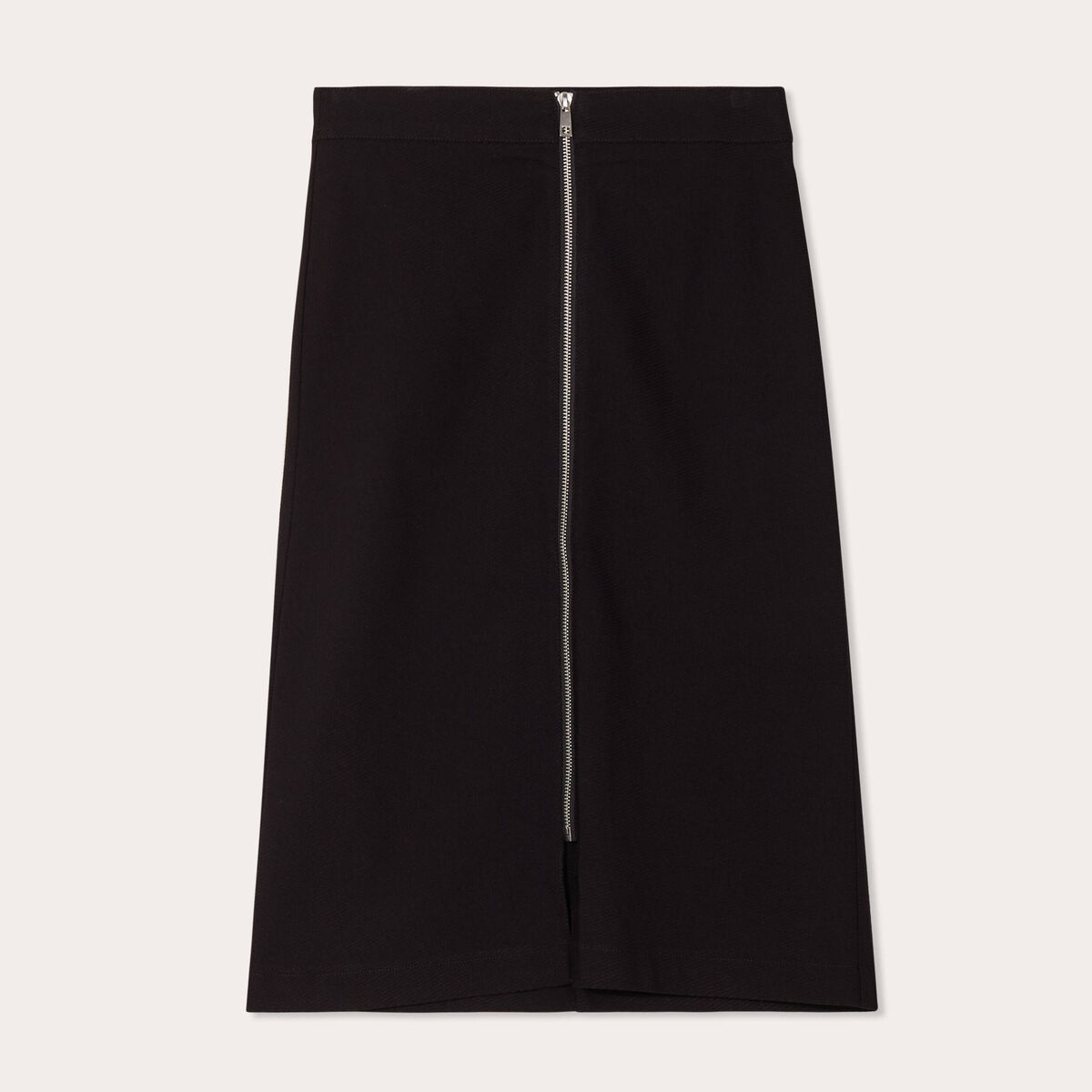 Jupe midi droite zippée noir femme