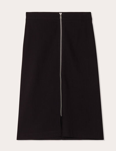 Jupe midi droite zippée noir femme