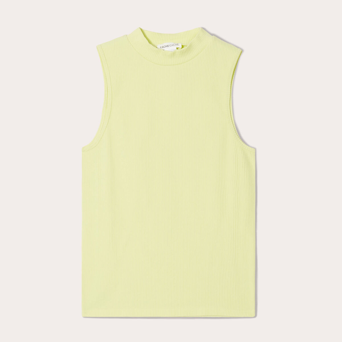 Débardeur court col montant jaune fluo femme