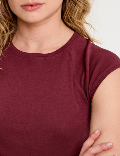 T-shirt manches courtes violet foncé femme