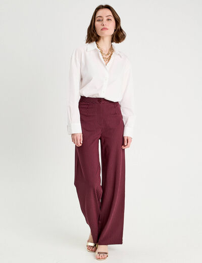 Pantalon jambe large bordeaux femme