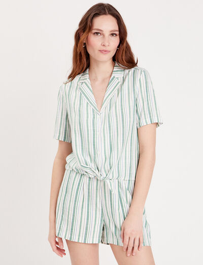 Chemise manches courtes vert femme